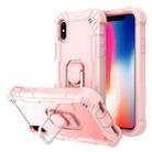 For iPhone X / XS PC + Rubber 3-layers Shockproof Protective Case with Rotating Holder(Rose Gold) - 1