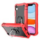 For iPhone XR PC + Rubber 3-layers Shockproof Protective Case with Rotating Holder(Red + Black) - 1