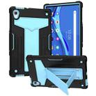For Lenovo Tab M10 HD 2nd Gen TB-X306X T-shaped Bracket Contrast Color Shockproof PC + Silicone Flat Protective Case(Black + Blue) - 1
