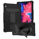 For Lenovo Tab P11 (Tab-J606F) T-shaped Bracket Contrast Color Shockproof PC + Silicone Flat Protective Case(Black) - 1