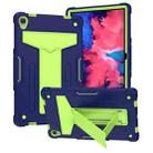 For Lenovo Tab P11 (Tab-J606F) T-shaped Bracket Contrast Color Shockproof PC + Silicone Flat Protective Case(Navy Blue + Yellow Green) - 1