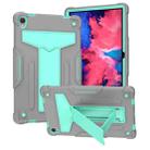 For Lenovo Tab P11 (Tab-J606F) T-shaped Bracket Contrast Color Shockproof PC + Silicone Flat Protective Case(Grey + Mint Green) - 1
