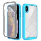 For iPhone  X / XS Starry Sky Solid Color Series Shockproof PC + TPU Case with PET Film(Sky Blue) - 1