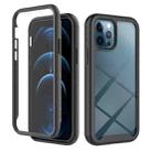 For iPhone 12 / 12 Pro Starry Sky Solid Color Series Shockproof PC + TPU Case with PET Film(Black) - 1