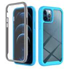 For iPhone 12 Pro Max Starry Sky Solid Color Series Shockproof PC + TPU Case with PET Film(Sky Blue) - 1