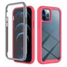 For iPhone 12 Pro Max Starry Sky Solid Color Series Shockproof PC + TPU Case with PET Film(Rose Red) - 1