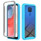 For Motorola Moto G Play(2021) Starry Sky Solid Color Series Shockproof PC + TPU Case with PET Film(Sky Blue) - 1