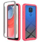 For Motorola Moto G Play(2021) Starry Sky Solid Color Series Shockproof PC + TPU Case with PET Film(Rose Red) - 1