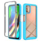 For Motorola Moto G9 Plus(2021) Starry Sky Solid Color Series Shockproof PC + TPU Case with PET Film(Sky Blue) - 1