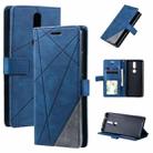 For Nokia 2.4 Skin Feel Splicing Horizontal Flip Leather Case with Holder & Card Slots & Wallet & Photo Frame(Blue) - 1