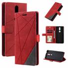 For Nokia 2.4 Skin Feel Splicing Horizontal Flip Leather Case with Holder & Card Slots & Wallet & Photo Frame(Red) - 1