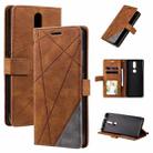 For Nokia 2.4 Skin Feel Splicing Horizontal Flip Leather Case with Holder & Card Slots & Wallet & Photo Frame(Brown) - 1