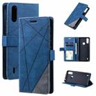 For Motorola Moto E7 Power Skin Feel Splicing Horizontal Flip Leather Case with Holder & Card Slots & Wallet & Photo Frame(Blue) - 1