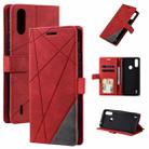 For Motorola Moto E7 Power Skin Feel Splicing Horizontal Flip Leather Case with Holder & Card Slots & Wallet & Photo Frame(Red) - 1