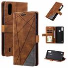 For Motorola Moto E7 Power Skin Feel Splicing Horizontal Flip Leather Case with Holder & Card Slots & Wallet & Photo Frame(Brown) - 1