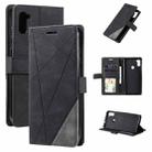 For Samsung Galaxy A11 (EU Version) Skin Feel Splicing Horizontal Flip Leather Case with Holder & Card Slots & Wallet & Photo Frame(Black) - 1
