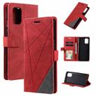 For OnePlus 8T Skin Feel Splicing Horizontal Flip Leather Case with Holder & Card Slots & Wallet & Photo Frame(Red) - 1
