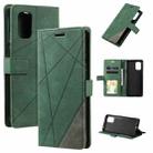 For OnePlus 8T Skin Feel Splicing Horizontal Flip Leather Case with Holder & Card Slots & Wallet & Photo Frame(Green) - 1