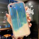 For iPhone SE 2022 / SE 2020 / 8 / 7 IMD Rendering Watercolor Aurora Pattern Shockproof TPU + PC Protective Case(Cyan and Grey) - 1