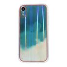 For iPhone XR IMD Rendering Watercolor Aurora Pattern Shockproof TPU + PC Protective Case(Cyan and Grey) - 1