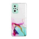 For Xiaomi Redmi Note 10 Pro Hollow Marble Pattern TPU Precise Hole Protective Case(Green) - 1