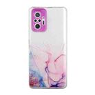 For Xiaomi Redmi Note 10 Pro Hollow Marble Pattern TPU Precise Hole Protective Case(Pink) - 1