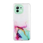 For Xiaomi Mi 11 Hollow Marble Pattern TPU Precise Hole Protective Case(Green) - 1