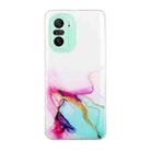 For Xiaomi Redmi K40 / K40 Pro / Poco F3 Hollow Marble Pattern TPU Precise Hole Protective Case(Green) - 1