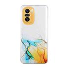 For Xiaomi Redmi K40 / K40 Pro / Poco F3 Hollow Marble Pattern TPU Precise Hole Protective Case(Yellow) - 1