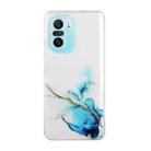 For Xiaomi Redmi K40 / K40 Pro / Poco F3 Hollow Marble Pattern TPU Precise Hole Protective Case(Blue) - 1