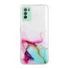 For Xiaomi Poco M3 Hollow Marble Pattern TPU Precise Hole Protective Case(Green) - 1