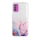 For Xiaomi Poco M3 Hollow Marble Pattern TPU Precise Hole Protective Case(Pink) - 1