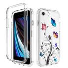 For iPhone SE 2022 / SE 2020 / 8 / 7 2 in 1 High Transparent Painted Shockproof PC + TPU Protective Case(Tree Butterflies) - 1