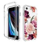 For iPhone SE 2022 / SE 2020 / 8 / 7 2 in 1 High Transparent Painted Shockproof PC + TPU Protective Case(Purple Floral) - 1