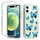 For iPhone 12 mini 2 in 1 High Transparent Painted Shockproof PC + TPU Protective Case (Blue Butterfly) - 1