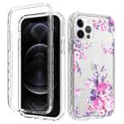 For iPhone 12 / 12 Pro 2 in 1 High Transparent Painted Shockproof PC + TPU Protective Case(Rose Flower) - 1