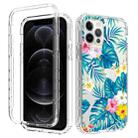 For iPhone 12 / 12 Pro 2 in 1 High Transparent Painted Shockproof PC + TPU Protective Case(Banana Leaf) - 1