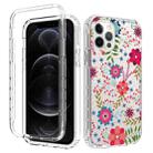 For iPhone 12 / 12 Pro 2 in 1 High Transparent Painted Shockproof PC + TPU Protective Case(Small Floral) - 1