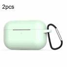For Apple AirPods Pro 2pcs Wireless Earphone Silicone Protective Case with Hook(Aquamarine) - 1