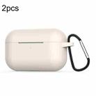 For Apple AirPods Pro 2pcs Wireless Earphone Silicone Protective Case with Hook(Sand Dune Color) - 1