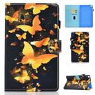 For Samsung Galaxy Tab A7 Lite 8.7 inch (2021) SM-T220 / T225 Colored Drawing Stitching Horizontal Flip Leather Case, with Holder & Card Slots(Golden Butterfly) - 1