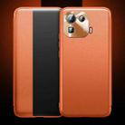 For Xiaomi Mi 11 Pro Magnetic Side Window View Shockproof Horizontal Flip Leather Case(Orange) - 1