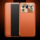 For Xiaomi Mi 11 Ultra Magnetic Side Window View Shockproof Horizontal Flip Leather Case(Orange) - 1