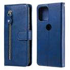 For Motorola Moto G100 / Edge S Fashion Calf Texture Zipper Horizontal Flip Leather Case with Stand & Card Slots & Wallet(Blue) - 1