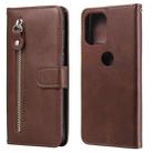 For Motorola Moto G100 / Edge S Fashion Calf Texture Zipper Horizontal Flip Leather Case with Stand & Card Slots & Wallet(Brown) - 1