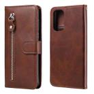 For OPPO Reno5 / Find X3 Lite Fashion Calf Texture Zipper Horizontal Flip Leather Case with Stand & Card Slots & Wallet(Brown) - 1