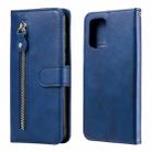 For Xiaomi Redmi Note 10 4G / Note 10S Fashion Calf Texture Zipper Horizontal Flip Leather Case with Stand & Card Slots & Wallet(Blue) - 1