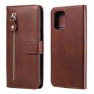 For Xiaomi Redmi Note 10 4G / Note 10S Fashion Calf Texture Zipper Horizontal Flip Leather Case with Stand & Card Slots & Wallet(Brown) - 1