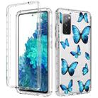 For Samsung Galaxy S20 FE 2 in 1 High Transparent Painted Shockproof PC + TPU Protective Case(Blue Butterfly) - 1