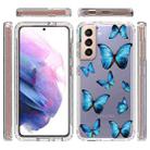 For Samsung Galaxy S21 5G 2 in 1 High Transparent Painted Shockproof PC + TPU Protective Case(Blue Butterfly) - 1